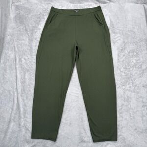 Eileen Fisher Slouch Pull On Ankle Pants Womens Large Tencel Tapered Leg Green
